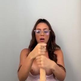 Cora May – Fast JOI Handjob on Big White Dildo